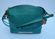 BRAHMIN Emerald Green Turquoise Croc Texture Embossed Leather Crossbody Bag