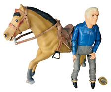 Action Figur Spielzeug Cowboy Bonanza Bill mit Pferd selten Vintage ra