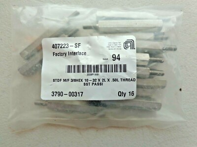 16PCS APPLIED MATERIALS 3790-00317 STD M/F 3/8 HEX 10-32 X 2L X .50L THREAD SST 