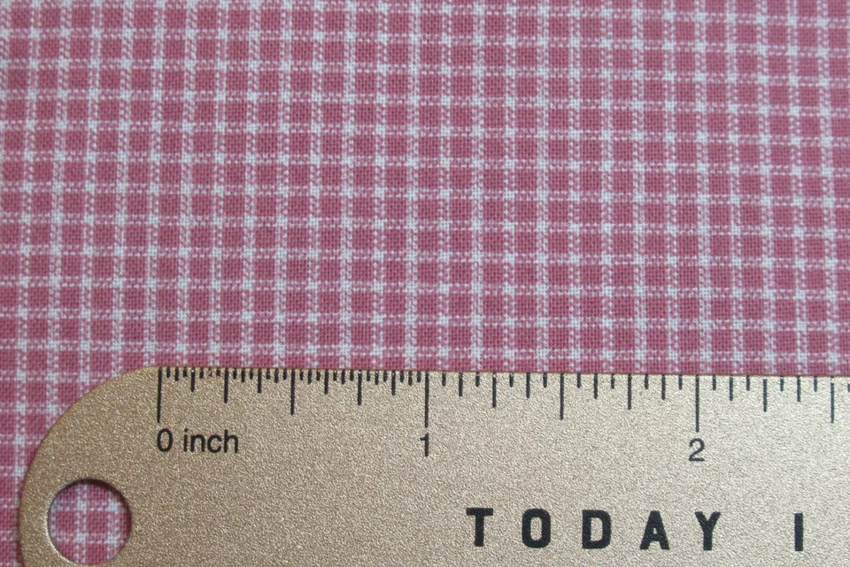 Concord Fabric 100% Cotton YARDAGE Joan Kessler Mauve and Cream Plaid Checkered - Image 3 of 4