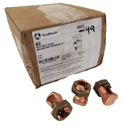 49 Southwire 695 #2 Split Bolt Connector Copper EMT TOPAZ 2 SOL-14 SOL 2 AWG NEW