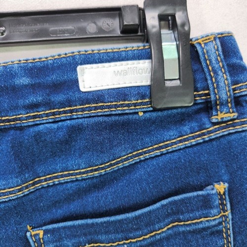Pantalones cortos de jean Wallflower para niñas niños 8 puño enrollado azul bermudas cintura alta - Imagen 8 de 14