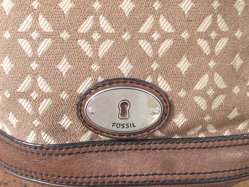 Fossil Schultertasche Handtasche braun Leder & Textil - Bild 5 von 19