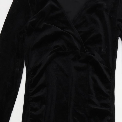 H&M Womens Black Polyester Bodycon Size S V-Neck Pullover - Picture 9 of 10