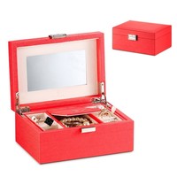 Vlando Exquisite Leather Jewelry Box, Fabulous Gift For Girls Red Vlando Exquisite Leather Jewelry Box, Fabulous Gift For Girls Red