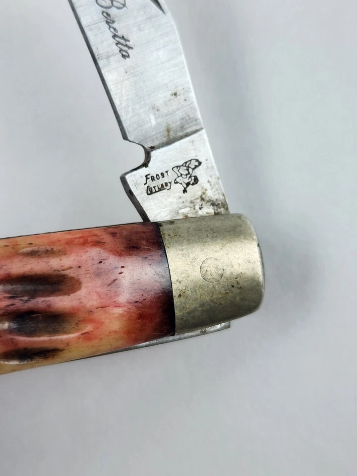 Faca poket vintage Frost Cutlery Beretta cabo de veado 2 lâminas tamanho pequeno - Imagem 4 de 4