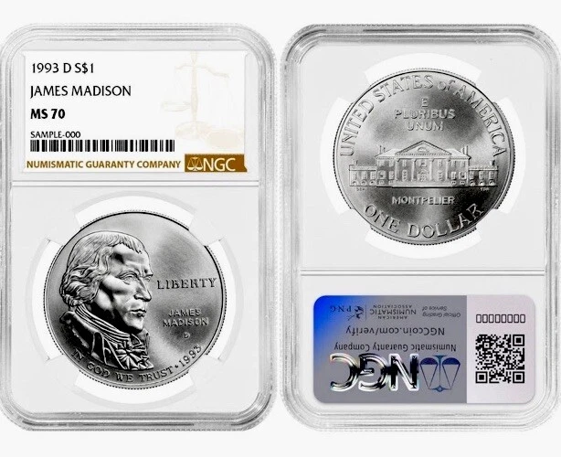1993 D JAMES MADISON Silver Dollar $1 MS70 NGC💥FLAWLESS QUALITY💥 - Image 4 of 4