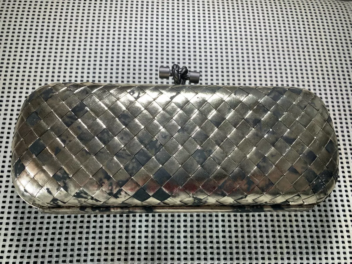 bottega veneta silver knot clutch