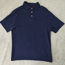Rainforest Woven Polo Shirt Men's M Blue Lightweight Summer Sports Golf
