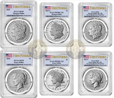 2025 (MS/PR/RP70) Six 6-Coin Set $1 Morgan & Peace Silver Dollar FS First PCGS