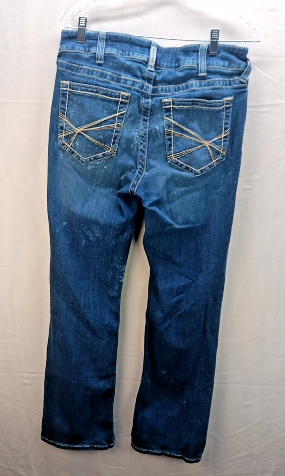 Pantalones de mezclilla Ariat REAL para mujer 30R 30x30 azul puntada en contraste corte bota bordado Foto 3 de 4