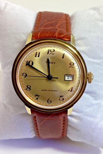 1976 Men’s Timex Marlin 35MM Mechanical Date Watch 2656302576 Serviced New Strap