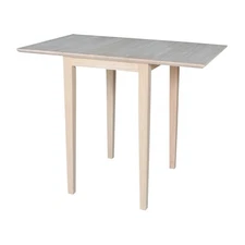 Solid Wood Small Drop Leaf Dining Table in Sturdy Parawood, Dual Drop Leaf Ta...