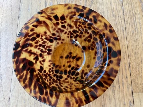 Vtg Murano Or Murano-Style  Glass Bowl In A Tortoise Shell Pattern