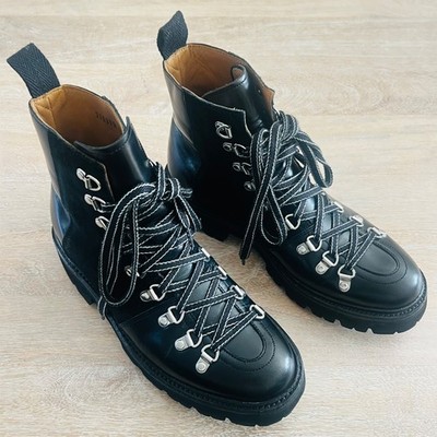 Grenson Women's Nanette Leather Hiker Boots - 7.5-8 Black Commando Sole