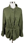 J. Jill Jacket Olive Green Utility Button Lightweight Ruffle Tie Waist Boho 2X