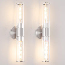 Brushed Nickel Wall Sconces Set of 2 , Bathroom Vanity Light Fixtures, Modern