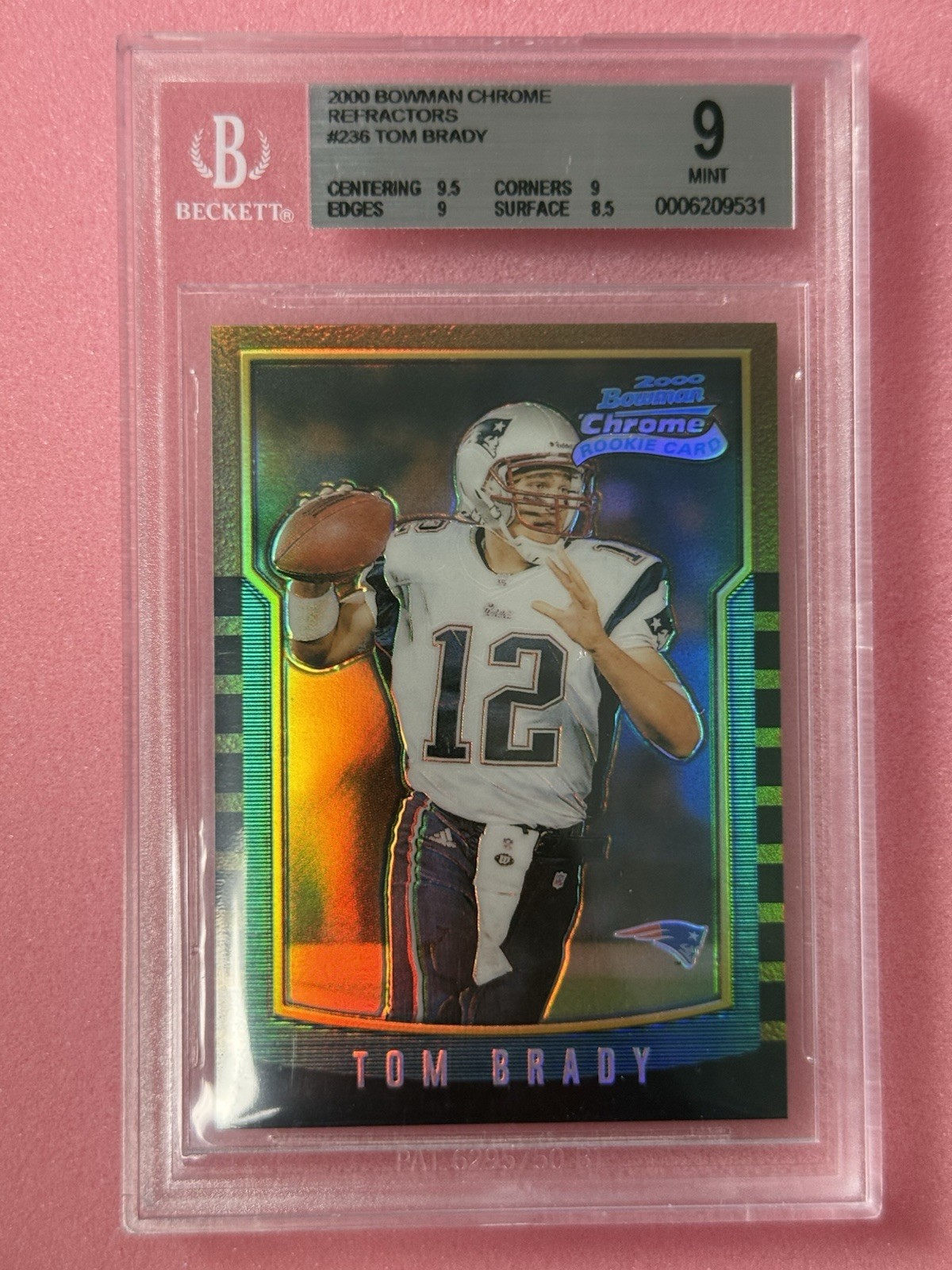 2000 BOWMAN CHROME REFRACTOR #236 TOM BRADY RC ROOKIE Beckett BGS 9 Rare Grail