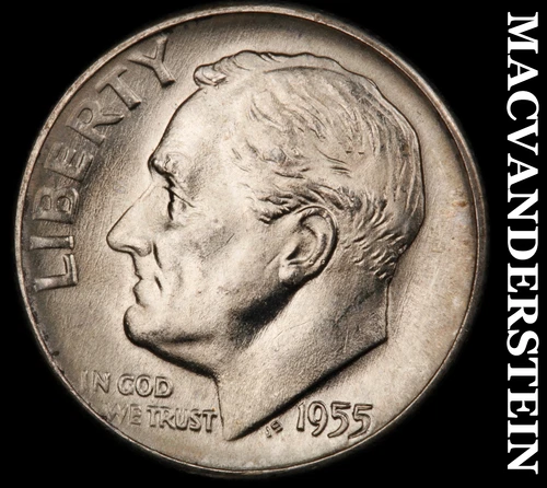 1955-D Roosevelt Dime- Silver- Choice Gem Brilliant Uncirculated Luster #J1640