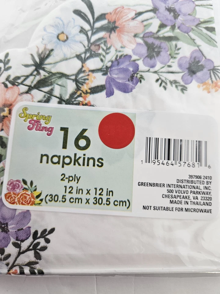 Spring Fling Floral Plastic Table Cover (54" x 108") & 2-pk Napkin Set#16, 12x12 - Image 4 of 4