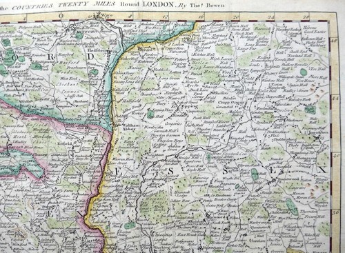 TWENTY MILES ROUND LONDON BY THOMAS BOWEN c1778 GENUINE ENGRAVED ANTIQUE MAP - Picture 3 of 5