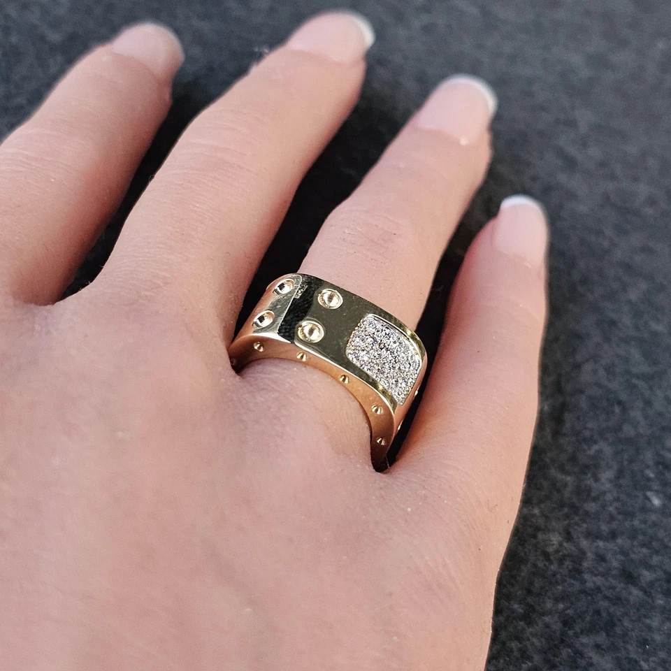 Anillo Roberto Coin Pois Moisés Doble Fila Diamante Oro 18k Talla 6 10.8g Foto 3 de 4