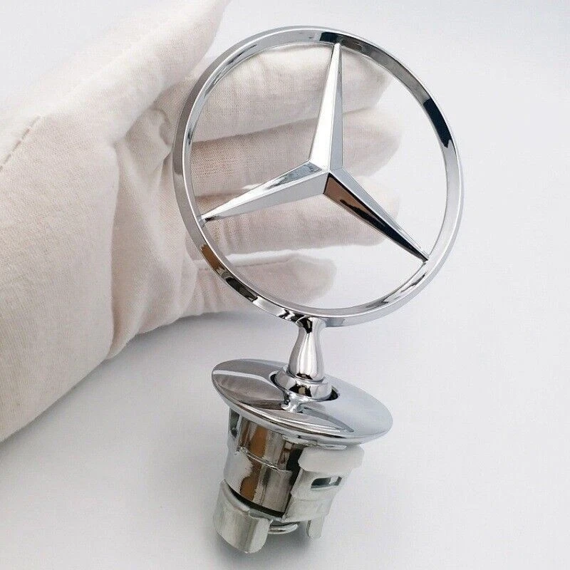 Fits Mercedes Benz AMG C E S Front Hood Ornament Mounted Star Logo Emblem Silver - Image 2 of 4