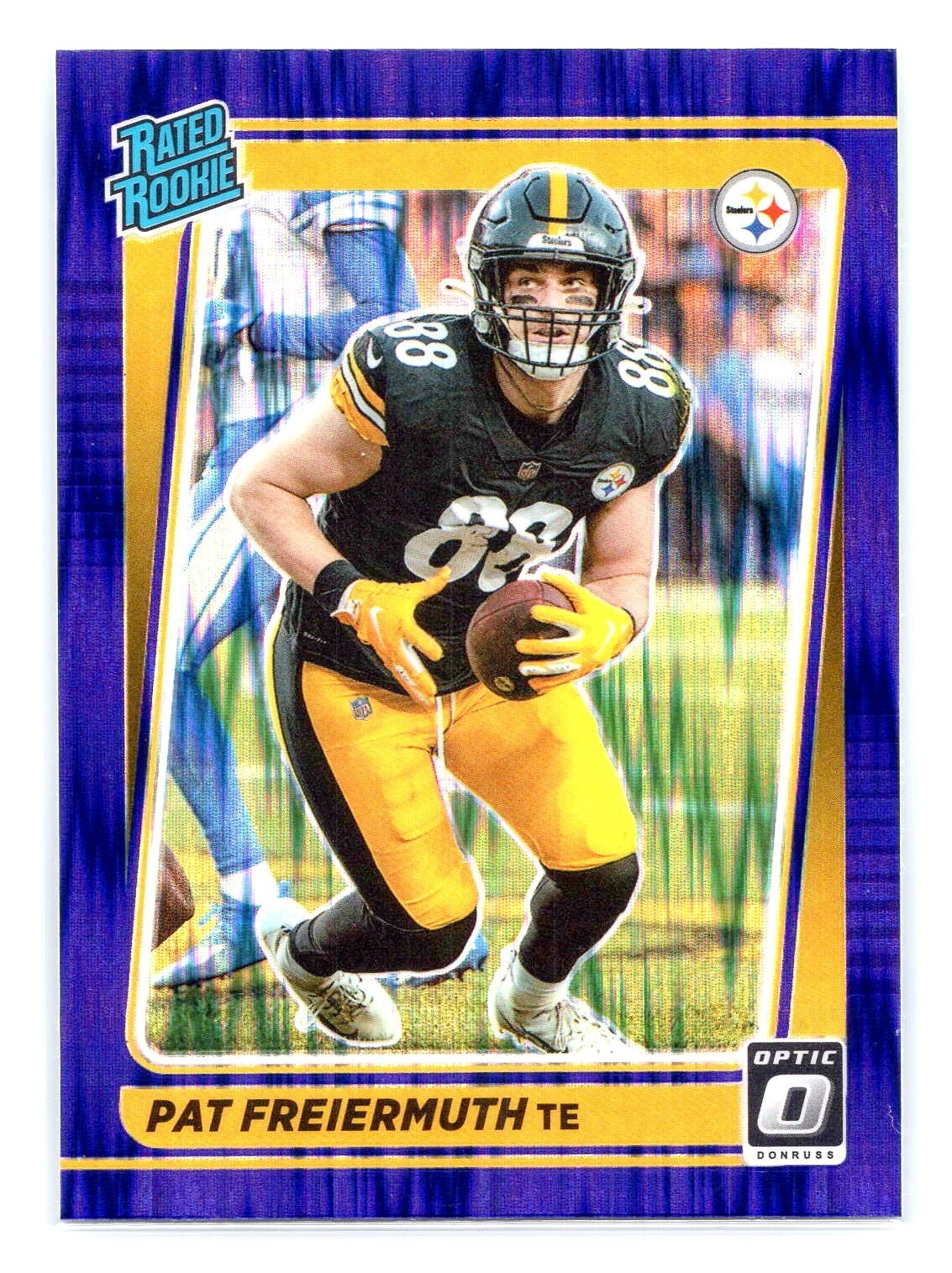 Pat Freiermuth 2021 Donruss Optic #232 Rated Rookie Purple Shock RC