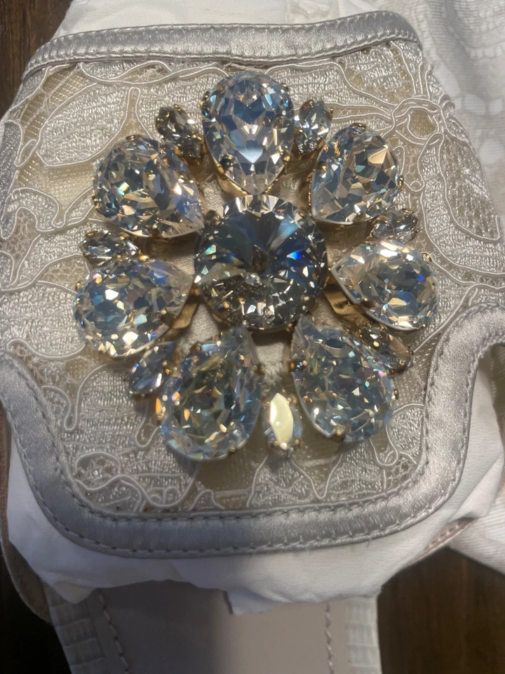 Dolce & Gabbana blanca encaje cristal adornado plano talla 41 Foto 3 de 4