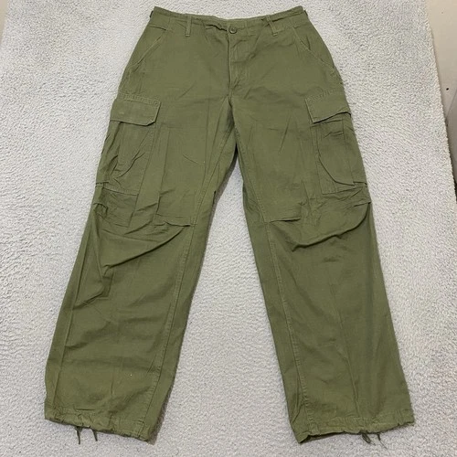Vintage US Military Pant Men Small Green OG 107 Ripstop Trouser Vietnam Era 1969