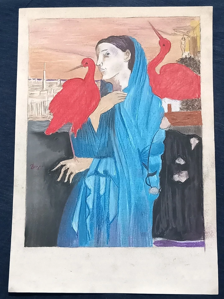 Dibujo Edgar Degas sobre papel (Hecho a mano) firmado y estampado medios mixtos. Foto 3 de 4