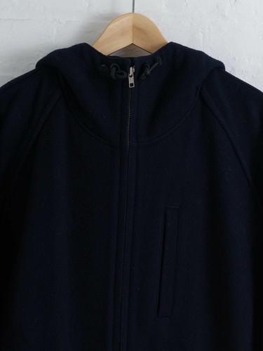 Comme des Garcons Homme 1993 dark navy wool melton hooded parka coat - M - Bild 3 von 12