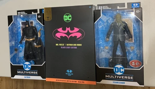 McFarlane Toys: Mr. Freeze, Batman Begins & Scarecrow (Red Platinum) - Lot 3 New