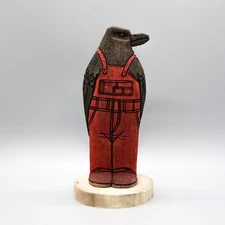 NAVAJO FOLK ART- CROW IN RED OVERALLS by MARVIN JIM - NATIVE AMERICAN
