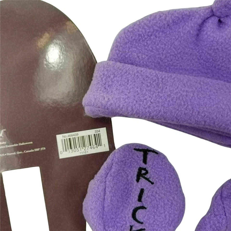 Halloween Newborn Baby Hat Booties Purple Bat Costume Accessory Set New - Image 3 of 3
