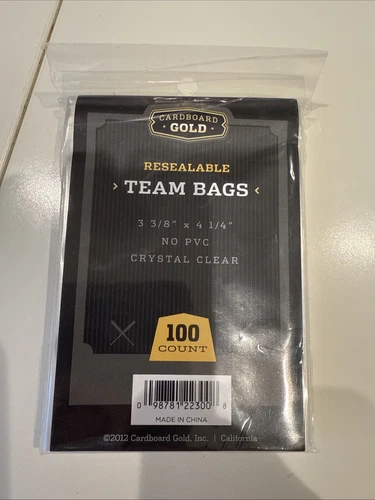 Cardboard Gold Team Bags Resealable Sleeves 1 Pack of 100