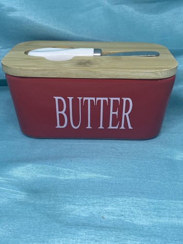 Ceramic French Butter Dish With Lid Knife Holder Container Insulated Storage Box - Picture 6 of 8