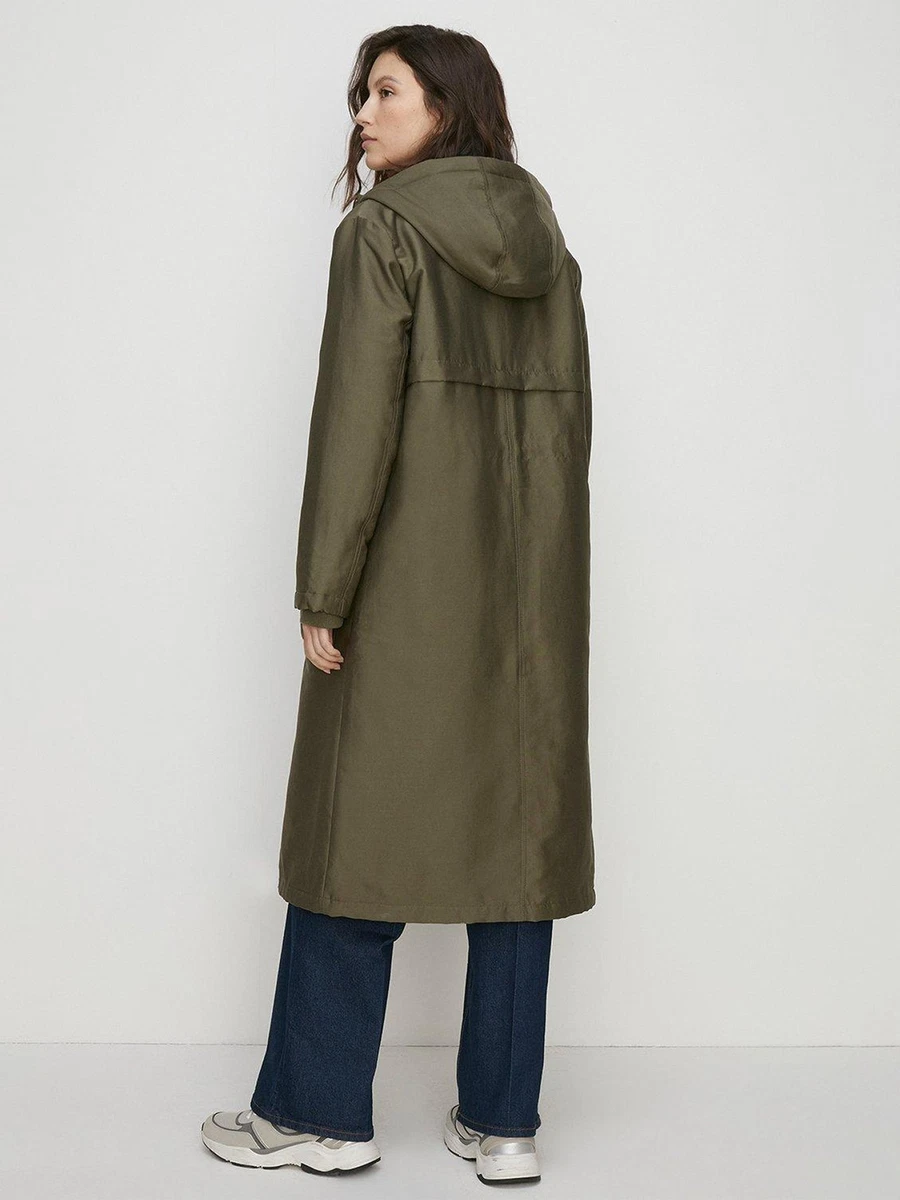 Oasis Womens Longline Quilted Winter Parka in Green UK 8 RRP 139