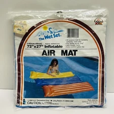 Vintage 1984 Intex The Wet Set Inflatable Blue Pool Air Mat Float 72 x 27" NEW