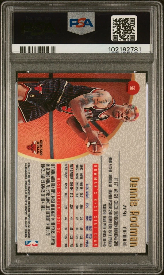 Dennis Rodman 1997 年 Bowman's Best Refractors #56 PSA 10 GEM 状况完好 芝加哥公牛队 — 第 2/3 张图片