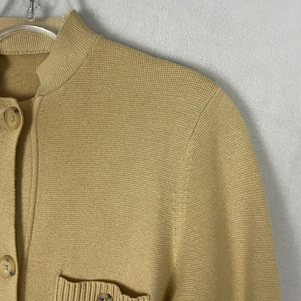Cárdigan Suéter Bill Blass New York Talla Mediana Tostado Cachemira Bambú Abotonado Foto 3 de 4