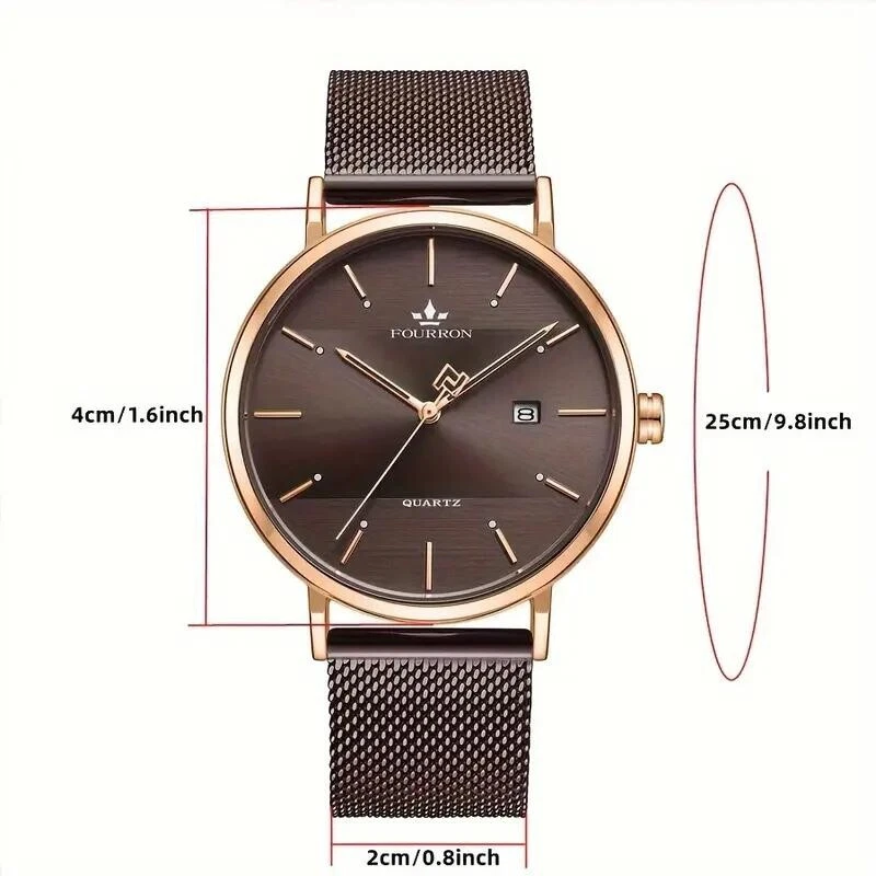 Reloj de cuarzo de acero inoxidable de lujo para hombre de moda multifuncional regalo navideño Foto 2 de 4
