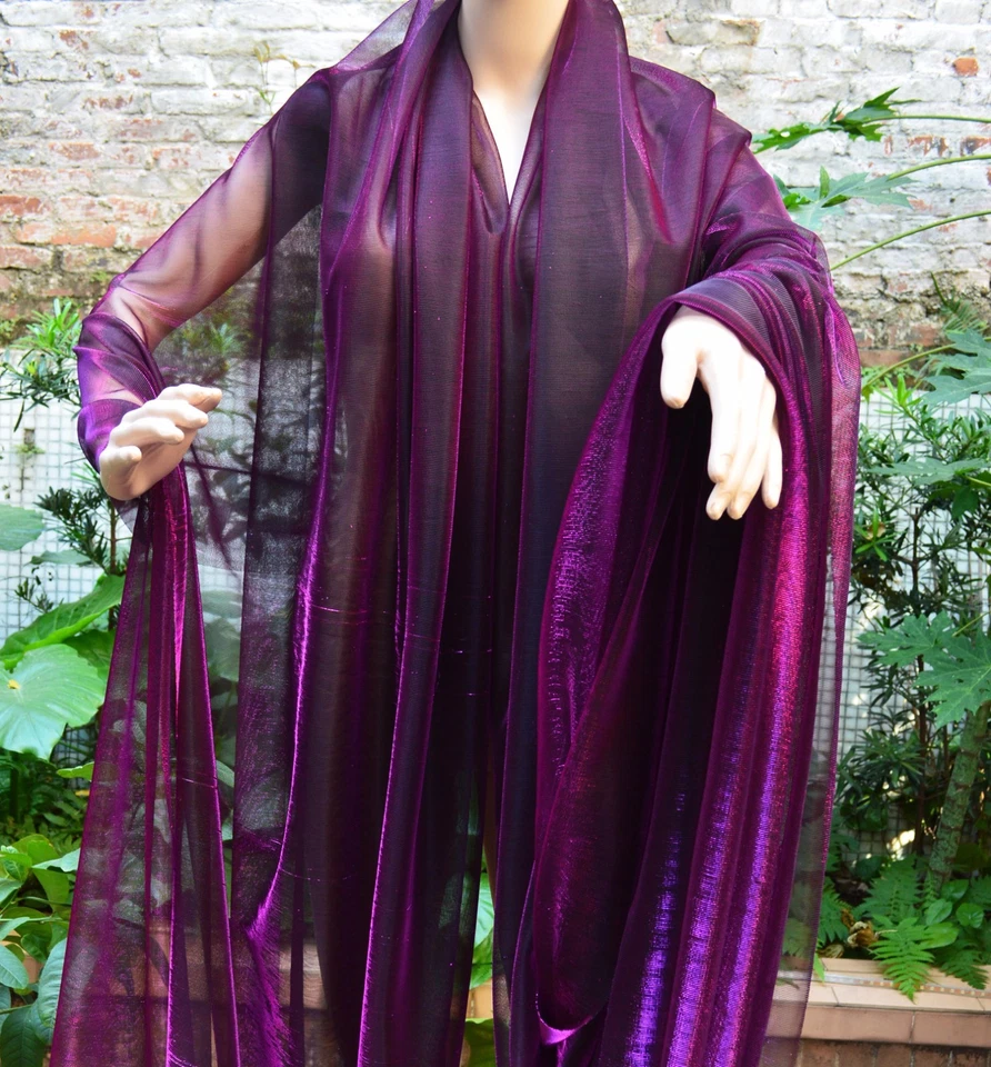 M05 Purple Black Metallic Iridescent 2 Tones Stretch Mesh Net Fabric Material - Image 2 of 4