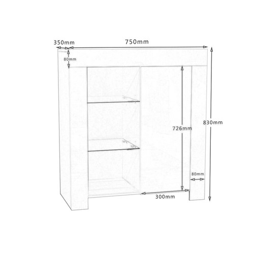 Living Room Cabinet Cupboard Sideboard Matt Body and High Gloss Door + LED Light - Picture 36 of 36