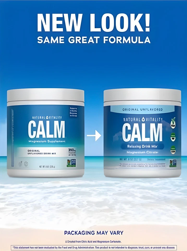 Polvo de magnesio Natural Vitality Calm 8 oz Stress Sleep sin sabor EXP 8/2027 Foto 2 de 3