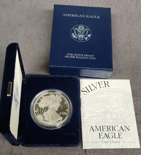 2001-W Proof American Silver Eagle Dollar $1 Box & COA US Mint Bullion OGP
