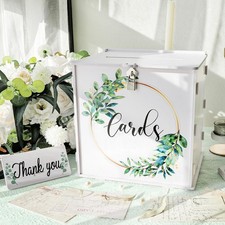 White Wedding Card Box with Lock, PVC Card Box for Wedding Decorations
