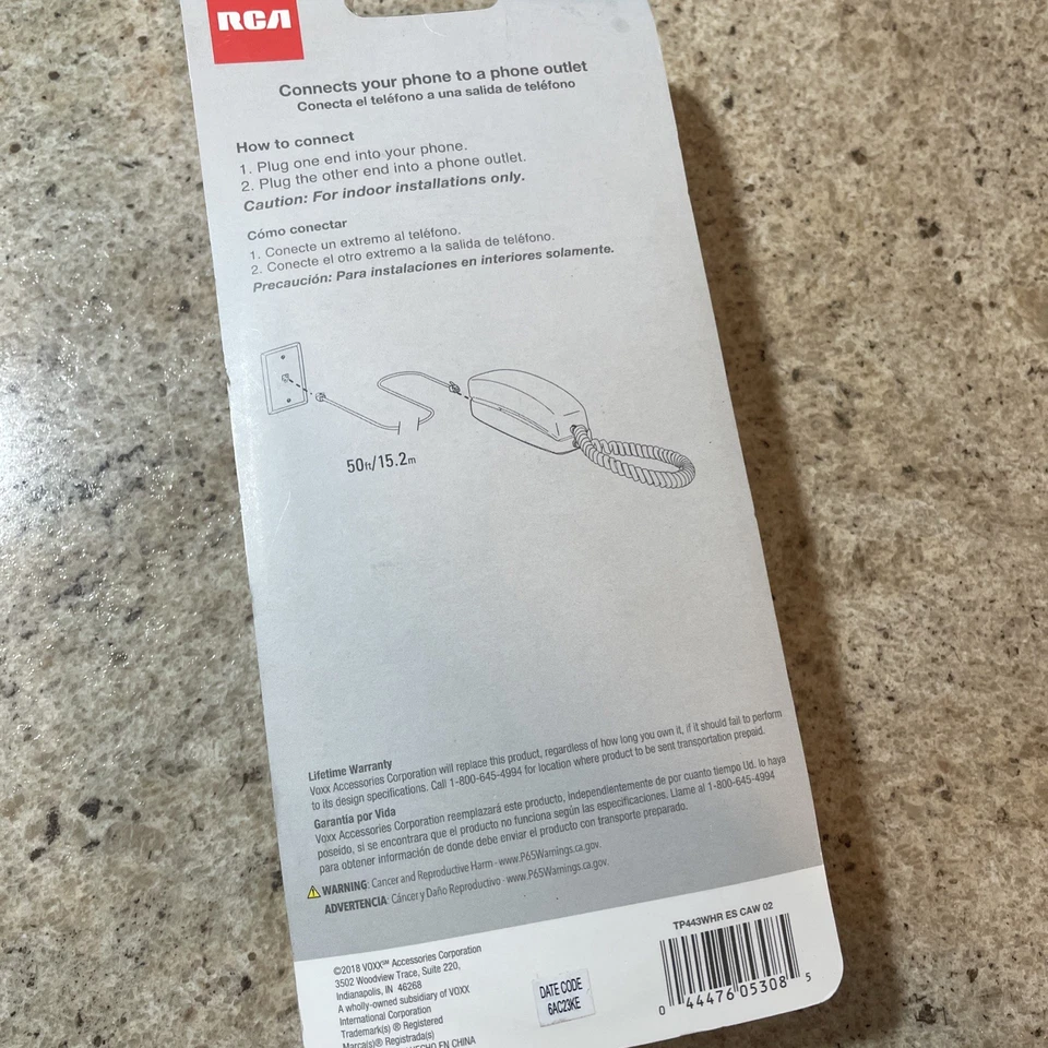 RCA 50 FT PHONE LINE CORD MODULAR TELEPHONE CABLE WHITE TP443WHR, New! - Image 4 of 4