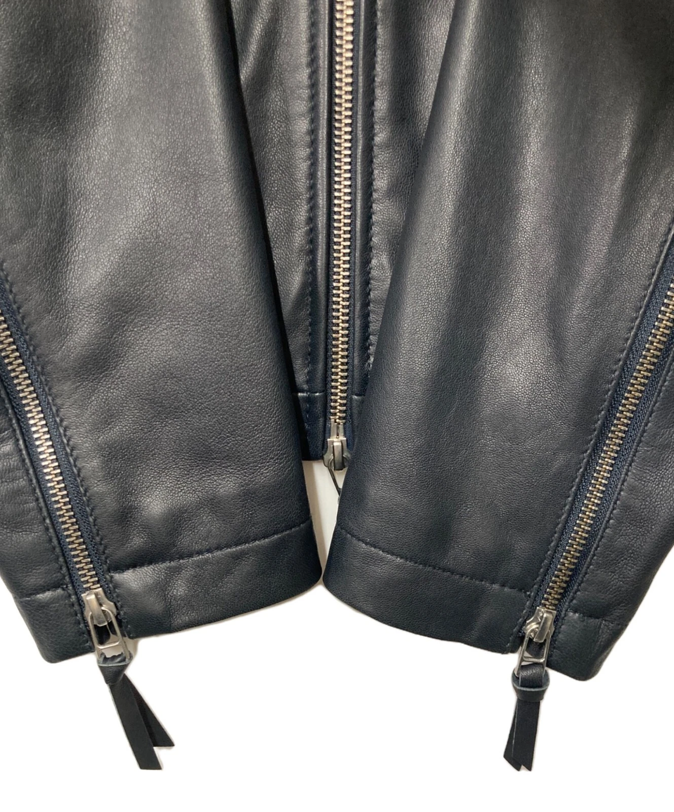 Harris s Single Leather Riders Jacket Men's Size 40 Navy - product detail image 6