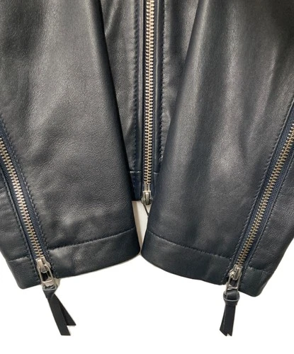 Harris s Single Leather Riders Jacket Men's Size 40 Navy image 6